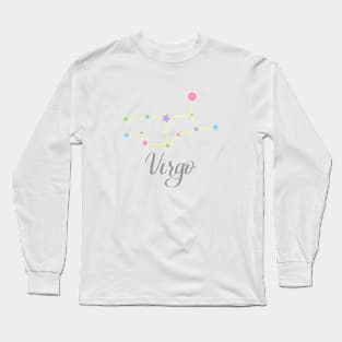 Virgo Zodiac Constellation in Rainbow Pastels Long Sleeve T-Shirt